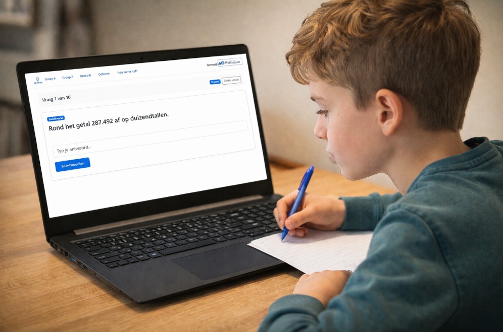 Kind oefent online met rekenen voor groep 7